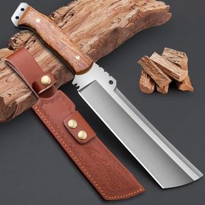 Machete with Sheath for Cutting Trees Heavy Duty, for Yard Work and for Bushcrafting Knife Sickle for Clearing Brush Garden Tools Construction Blade (Yellow Chicken Wing Wood Handle)