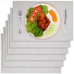 Belle Vous 6 Pack of Plain Grey PVC Placemats - Non-Slip PVC & Washable Place Mats - Easy To Clean, Heat Resistant & Waterproof Table Mats for Kitchen, Dining Table, Restaurant and Hotel