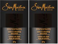 SheaMoisture Bar Soap, Soothing and Clarifying bar soap, African Black Soap, with 24h shea moisture nutrients for Healthy, Glowing Skin, 227g (Pack of 2)