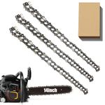 3 Pack Chainsaw Chain for 14 Inch (35cm) Bar, 3/8"LP 52 Drive Links 0.050" Gauge, Replacement Chain fits for Husqvarna, Hyundai, Einhell, McCulloch, Ryobi and More (91P052X3) and Other Chainsaws