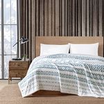 Eddie Bauer - Twin Blanket, Reversible Fleece & Faux Shearling Bedding, Printed Plush Home Decor (Mountain Village Blue, Twin)