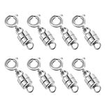 8 Pack Silver Magnetic Necklace Clasps Magnetic Necklaces Clasps Connector Magnetic Bracelets Clasp for Bracelet Necklace Anklets Making (2CM)