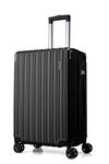 FLIEE Medium Suitcase Hard Shell | Lightweight Suitcase | Aluminum Telescopic Handle | TSA 3 Digit Combination Lock | 4 Dual Spinner Wheels | Medium 24" Hold Check in Luggage (Black, Medium 24'')