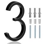 5" Floating Stainless Steel Address House Number, Modern Metal Anti-Rust House Numbers with Nail Kits for Door Garden Mailbox Decor Visibility Signage (3)