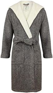 John Christian Men's Hooded Fleece Robe Dark Gray Marl (XL)