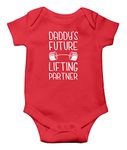 Daddy's Future Lifting Partner - Funny Fathers Day Novelty Gift - Infant Baby Bodysuit (Red, 3 Months)