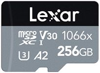 Lexar Professional 1066x 256GB Micro SD Card, UHS-I Card w/ SD Adapter SILVER Series, Up to 160MB/s Read, for Action Cameras, Drones, High-End Smartphones and Tablets (LMS1066256G-BNAAG)