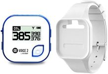 GOLFBUDDY Voice 2S+ Talking GPS Rangefinder, Clip on Hat Golf Navigation, Slope Mode on/Off, 18 Hours Battery Life, Shot Distance Measurement, Preloaded with 40,000 Courses Worldwide (Blue)