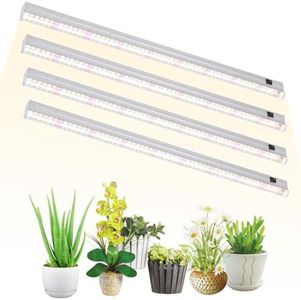 DingChen T5 Grow Lights, 2FT 60W (4×15W, 500W Equivalent), Full Spectrum Grow Lights for Indoor Plants, 4000K, Plug and Play, Easy to Install, for Greenhouse & Plant Shelves (4 Pack)