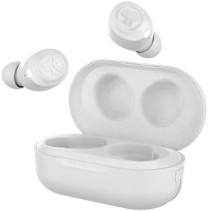 JLab JBuds Air Cuffie Bluetooth, Cuffie wireless con Custodia di Ricarica USB, Resistenza al Sudore IP55 e Audio Personalizzato EQ3, Auricolari Bluetooth con Oltre 24 ore di Riproduzione, Bianco