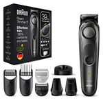 Braun BT7350 Men's Beard Trimmer 7 Hair Clipper Beard Trimmer, 39 Length Settings, 6 Accessories, Ideal for Face and Beard, Gift Idea, BT7350 Black and Metallic Grey