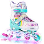 SULIFEEL Rainbow Unicor Adjustable Inline Skates Light up Illuminating for Girls for Kids Large (3Y-6Y US)