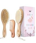 Mr. Pen- Baby Brush and Comb Set, 3Pcs, Wooden, Baby Hair Brush, Cradle Cap Brush, Baby Brush Set for Newborns, Infant Hair Brush, Baby Comb and Brush Set, Newborn Hair Brush, Baby Brushes for Hair