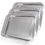 Tattoo Stainless Steel Tray - Emalla 3Pcs Stainless Steel Tattoo Trays 13.7'' X 10.2'' Dental Medical Tray Piercing Instrument Tray Storage Tools for Tattoo Supplies (3PCS)