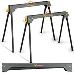 29 in. H Metal Folding Sawhorse with 1,100 lbs. Load Capacity Per Horse (2-Pack)