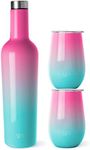 Simple Modern Wine Tumbler and Bottle Gift Set | Vacuum Insulated 750ml Bottle and 2 12oz Stemless Glass Cups with Lid | Spirit Collection | Sorbet