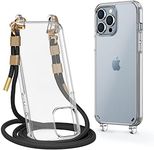 Lawonda Clear Case for iPhone 14 Pro Max, Crossbody Adjustable Neck Shoulder Lanyard Strap Shockproof Protective Transparent Lanyard Phone Case for 14 Pro Max 6.7 Inch Black