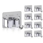 8 Pack Broom Holder Wall Mount,Heavy Duty Stainless Steel Organizer Mop Holder Hanger Garden Tool Organizers Storage Rack Garage Laundry Room Organizations and Storage (silver, 8 pack with hooks)