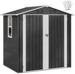 DWVO 6x4ft Metal Outdoor Storage Shed with Window, Lockable Tool Storage Sheds, Steel Garden Sheds with Sloped Roof for Backyard, Patio, Garage, Lawn, Gray