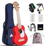 Winzz Kids Ukulele, Soprano Ukulele Beginners Set for Adults, Childs Ukulele Starter Kit with 9 Accessories, 21 Inches Ukulele Gifts, Red Colour