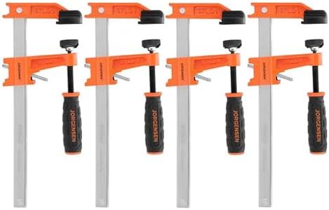 Jorgensen 6 inch Bar Clamp Set, 4 Pack Steel F Clamp Light Duty, 300 lbs Load Limited, for Woodworking, Metalworking, DIY
