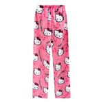 Women's Pyjama Bottoms Flannel Pajama Pants Soft Sleep Fluffy Pj Bottoms Cute Cartoon Cat Print Ladies Lounge Pants Fleece Trousers Loungewear Sleepwear for Girls