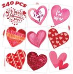 winthrop 240 Pcs Bulk Valentine Heart Temporary Tattoos for Kids, Individually Wrapped Waterproof Safety Tattoos Stickers, Best Choice for Valentine Party Favors, 60 Different Designs Heart