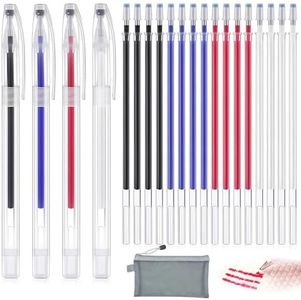 Teccfly 24Pcs Heat Erase Pens, with Erasable Fabric Refills & Mesh Pouch,High Temperature Vanishing Disappearing Fabric Marker Pen for Dressmaking,Quilting Sewing,Fabrics (Black Blue Red White) (25)