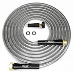 TITAN Garden Hose 9FT - 304 Stainless Steel Metal Water Hose, Flexible, Kink-Free, Lightweight, Durable, Crush Resistant Fittings, Easy to Coil, 500 PSI