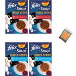 Cat Soup Bundle Including Purina Felix TENDER STRIPS Pack of 4 (24 Pouches x 48g)-FARM (beef,chicken,lamb) FISH (cod,tuna,plaice) and a prtion of Ubipet Catnip 5g