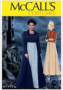 McCall's Patterns M7493 A5 Cropped Jacket, Floor-Length Coat and A-Line, Square-Neck Dress, Size 6-14 (7493)