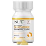 INLIFE Glucosamine Chondroitin MSM Collagen Type II, Hyaluronic Acid Boswellia Curcumin Vitamin D3, Joint & Cartilage Health, 60 Tablets