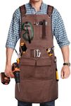 UUP Woodworking Apron for Men 20 oz Work Apron for Men with 9 Tool Pockets, Heavy Duty Waxed Canvas Apron Fit for Size S to XXL, Brown
