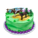 Themed Mini Cake/Food/Cupcake/Appetizer/Desert Miniature Decorating Topper Decorations (Horses & Fence)