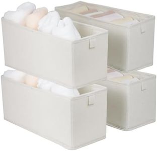 Fordonral 4 Pcs Fabric Narrow Storage Bins for Drawer, Shelf, Closet, Countertop, Small baskets for Organizing, Sock Underwear Organizer, Long Storage Container Bin