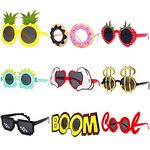 WATSELOK Party Sunglasses - 9 Pairs Funny Hawaiian Glasses, Funny Novelty Giant Fancy Summer Kids Party Favors,photo booth props Beach Themed Party Supplies Decoration