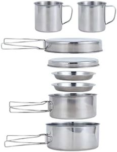 BeGrit Backpacking Camping Cookware Mini Picnic Camping Cooking Mess Kit with Pot and Pan Set for Hiking 8pcs Set