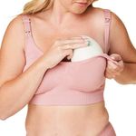 Bravado Designs Women's Beaucoup in-Bra Pumping Bra | Hands-Free Pumping & Nursing Bra | | B-G Cups | Seamless | Wireless | Padded | Full-Coverage | Large | Roseclay