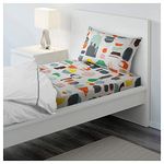 Ikea DOFTKLINT Multicolour Flat Sheet and Pillowcase (White, 150x260/50x80 cm)