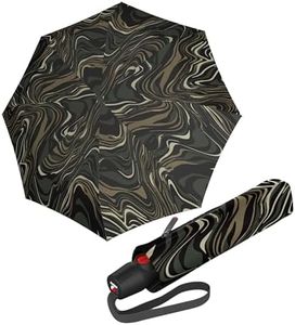 Knirps T.200 Duomatic Compact Rain Umbrella in Tiger Oak – Wind Tunnel Tested to 93 mph, Aluminum Steel Fiberglass Frame, 38in Canopy, OEKO-TEX, High-Performance Automatic Travel Umbrellas