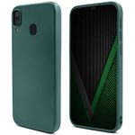 Moozy Lifestyle. Designed for Samsung A40 Case, Dark Green - Liquid Silicone Lightweight Cover with Matte Finish and Soft Microfiber Lining, Premium Silicone Case