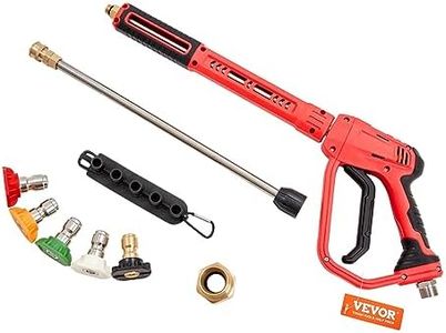 VEVOR High Pressure Washer Gun, 4000 PSI Power Washer Spay Gun with Replacement Extension Wand, M22-14,15mm Inlet & 1/4'' Outlet, Pressure Washer Handle with 5 Nozzle Tips