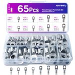 ANVINKU 65 Pcs Battery Terminal Connectors Set, 8 Type Battery Terminals, Battery Cable Connectors, Heavy Duty Copper Crimp Connectors, SC Ring Crimps Terminals, Cable Lugs for Boat & Car