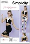 Simplicity Misses' and Women's Knit Sports Bra, Leggings and Bike Shorts Sewing Pattern Kit, Code S9620, Sizes XS-S-M-L-XL, Multicolor