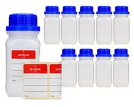 Wide-neck bottles with screw caps, chemical bottle, laboratory bottle with lid, storage container for laboratory, kitchen or hobby, pack of 10, transparent, 10x 100 ml