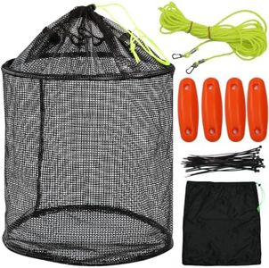 Drasry Large Floating Fishing Basket for Live Bait Shrimp Minnow Mesh Storage Cage Portable Rubber Coated Nylon Baitfish Net Bucket Storage(16.5 * 16.5 * 16.5 in)