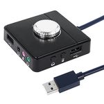 CERRXIAN USB Volume Controller,USB Hub with Audio Adapter,One-Button Mute,Multimedia Knob,With 3.5mm Headphone Microphone Jack+Dual USB2.0 Ports+Type-C Supply Port