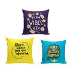 Blue Monkey Polyester Design Motivational Quotes Digital Printed Cushion Covers (16x16 Inches, Multicolour) - Set of 3 Pieces