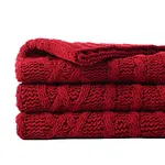 BATTILO Home Dark Red Chenille Throw Blanket for Couch, Bed, Sofa, Woven Chenille Knit Throw Blankets, Cozy Soft Warm Decorative Textured Throw Blanket, 51"x67"