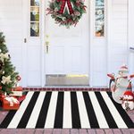 Aoczes Black and White Striped Rug 3x5 Front Door Mat Cotton Woven Rug Front Porch Decor Washable Indoor Outdoor Rugs for Layered Door Mats Entryway Kitchen Bath Patio Farmhouse